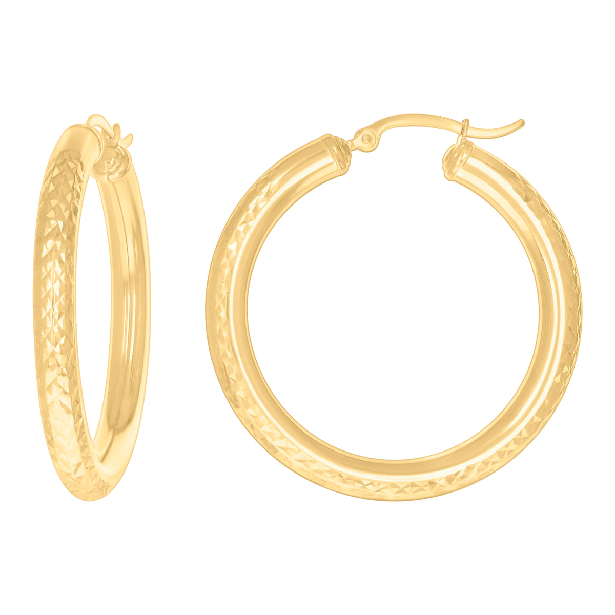 14K Gold Fancy Hoop Earrings 4mm-38