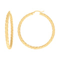 10K Yellow Gold Womens Diamond-cut Spotted Patterned Fancy Hoop Earrings 4mm-57