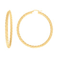 10K Yellow Gold Womens Diamond-cut Spotted Patterned Fancy Hoop Earrings 4mm-63