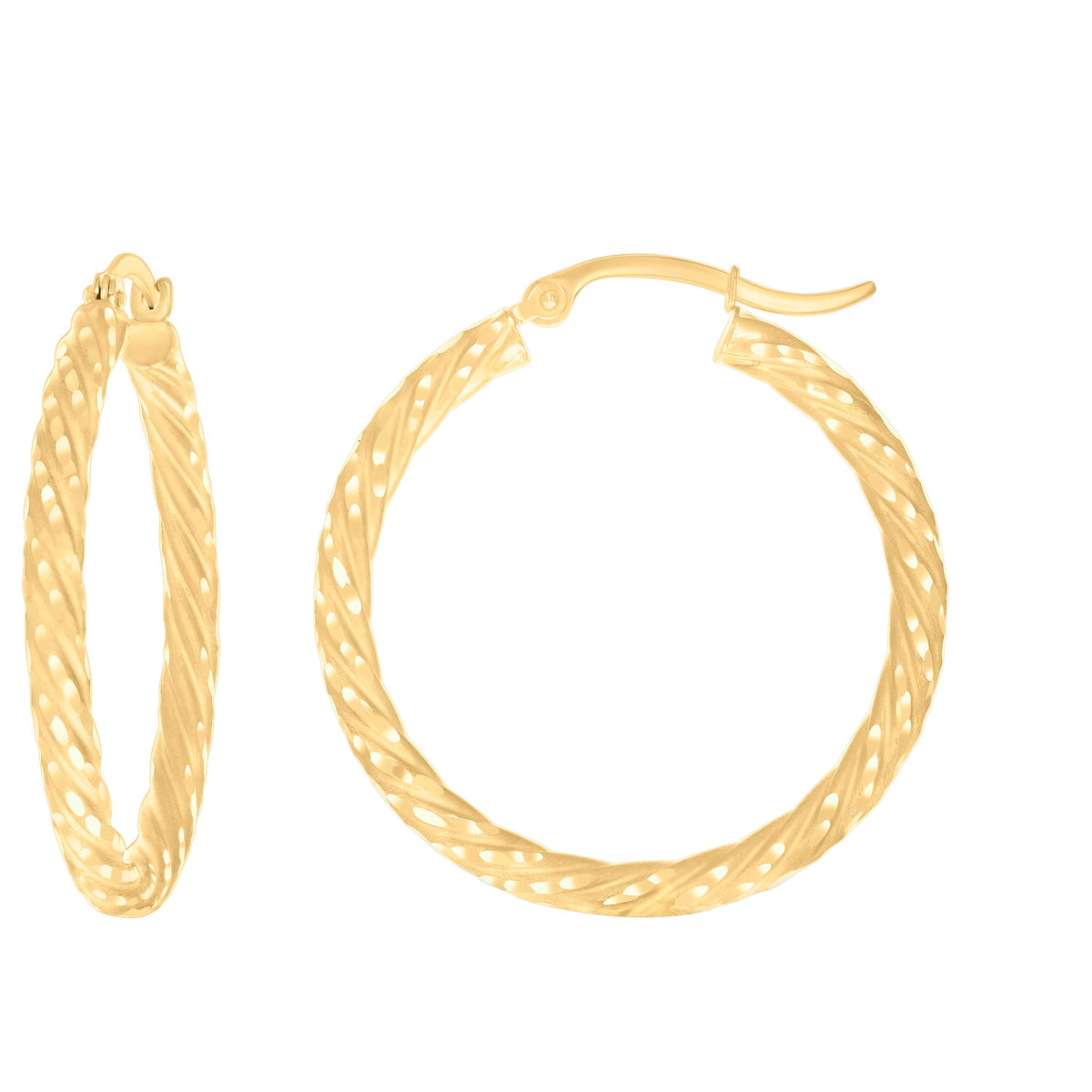14K Gold Fancy Hoop Earrings 3mm-31