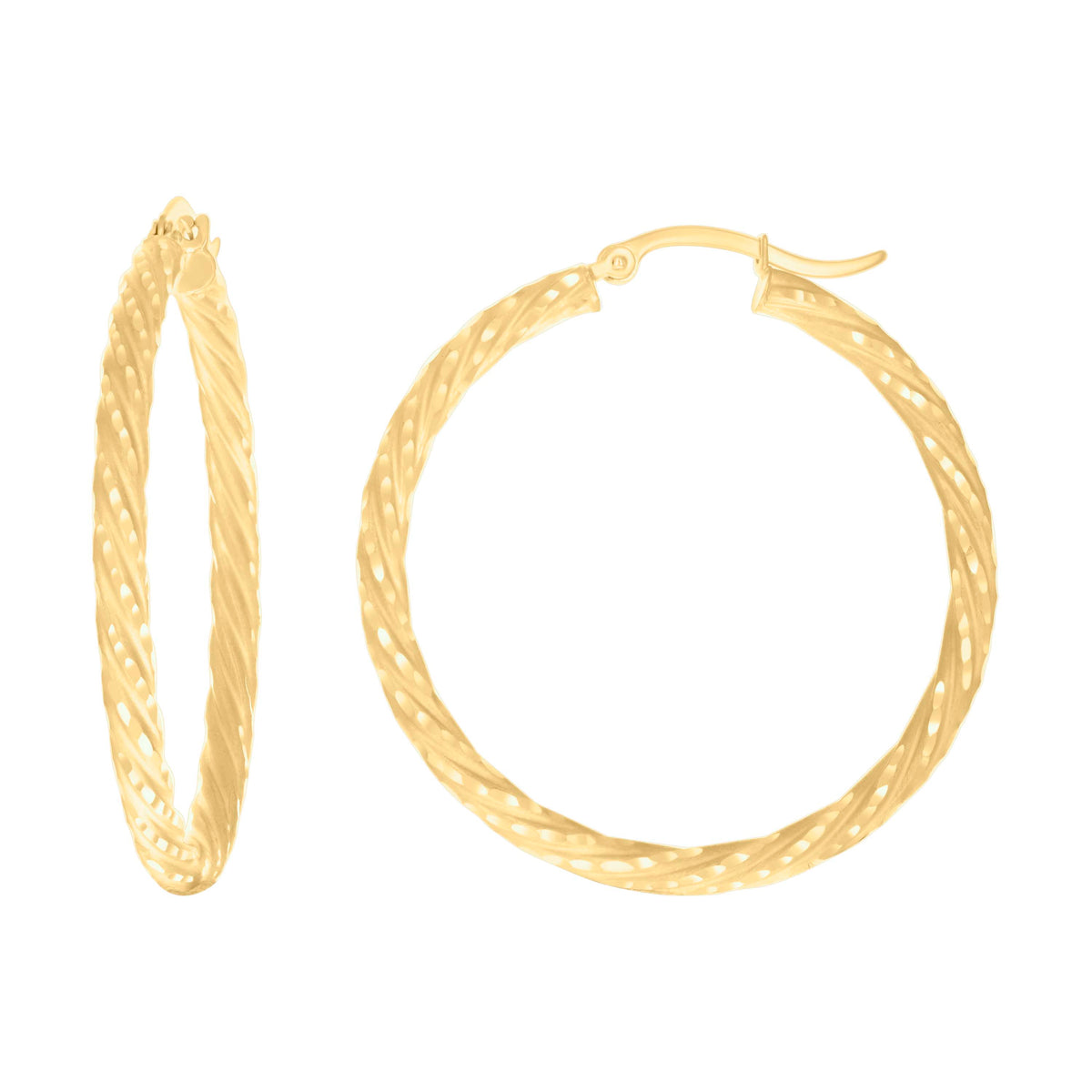 14K Gold Fancy Hoop Earrings 3mm-38