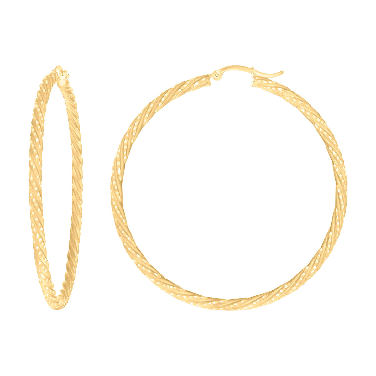 14K Gold Fancy Hoop Earrings 3mm-50