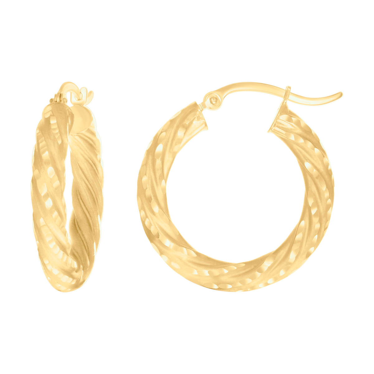 14K Gold Fancy Hoop Earrings 4mm-19