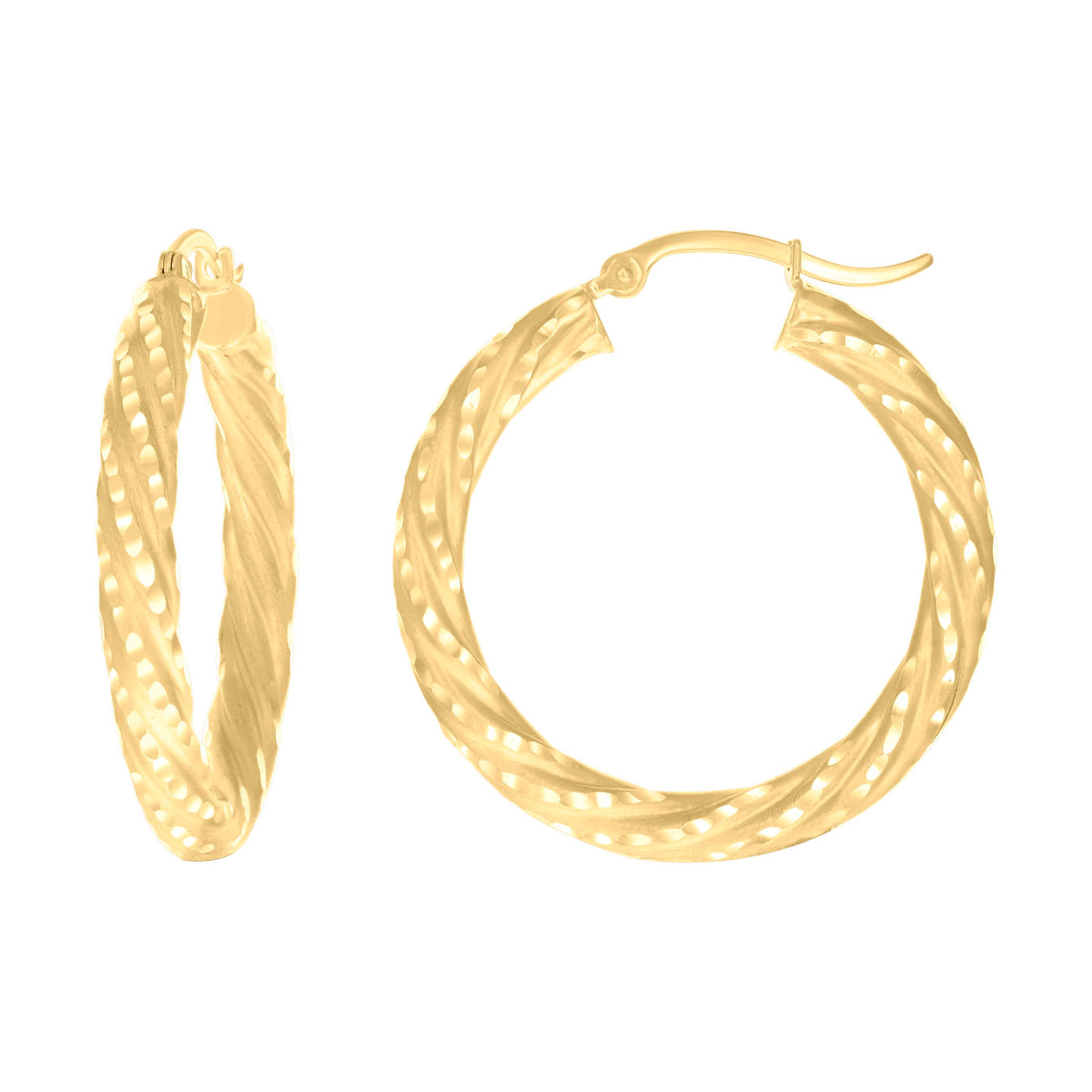14K Gold Fancy Hoop Earrings 4mm-31