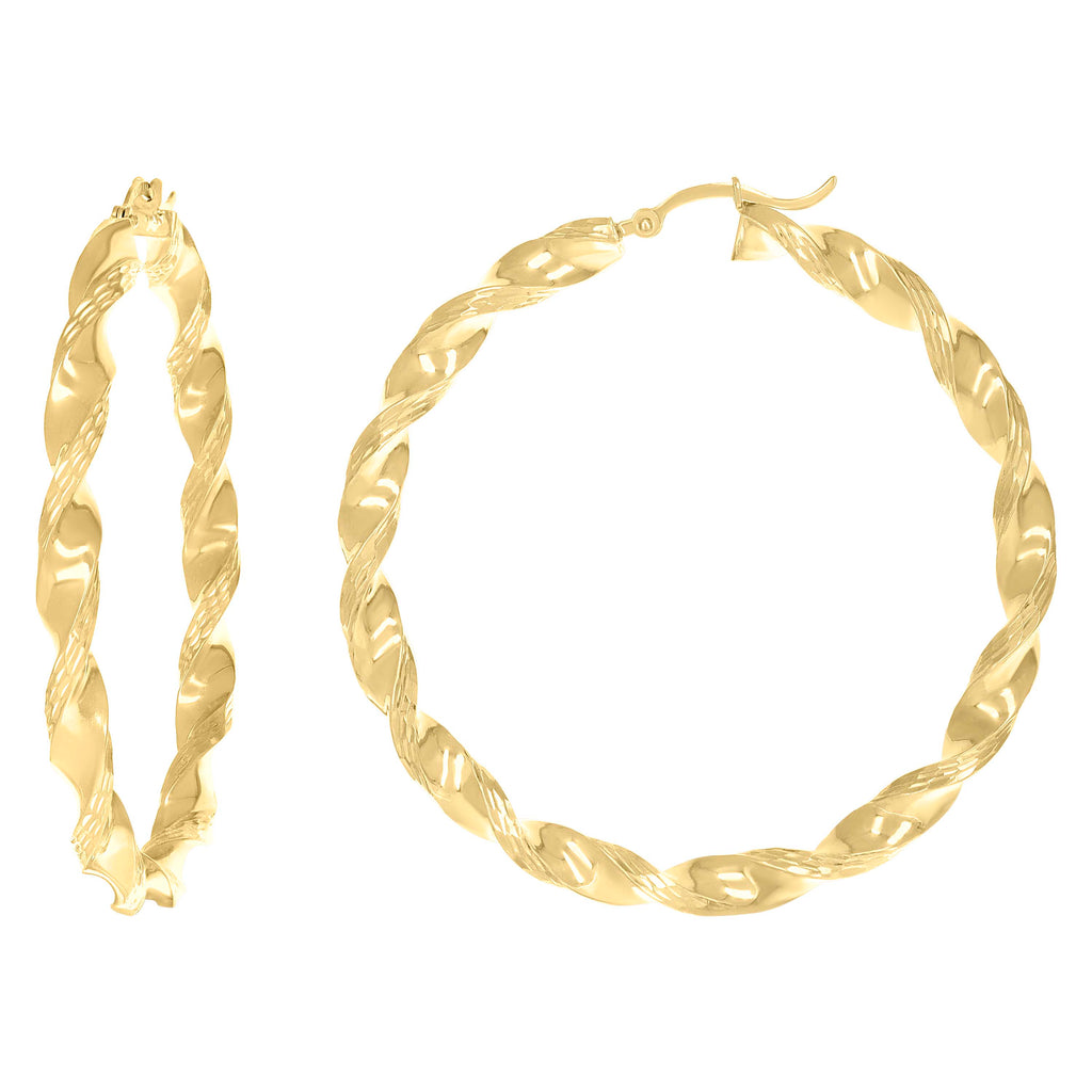 14K Gold Fancy Hoop Earrings 4mm-50
