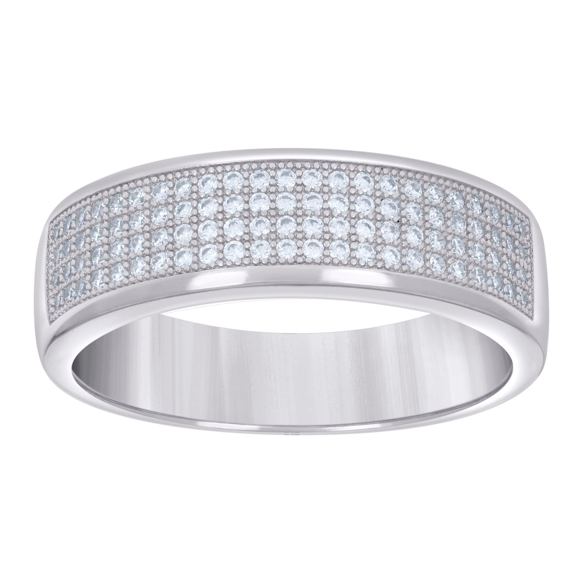 925 Sterling Silver Mens 0.60ct Moissanite Fashion Wedding Band Ring Size 8