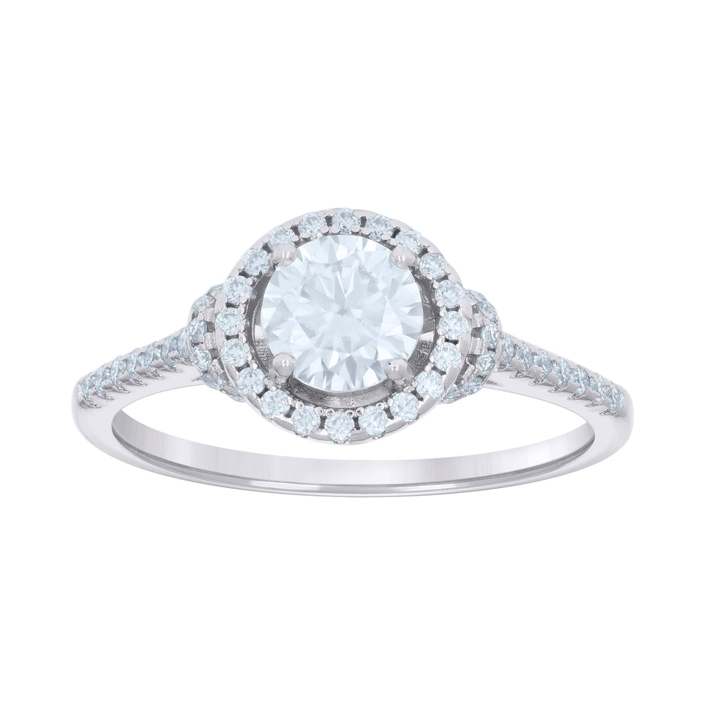 925 Sterling Silver Womens 1.23ct Moissanite Halo Engagement Ring