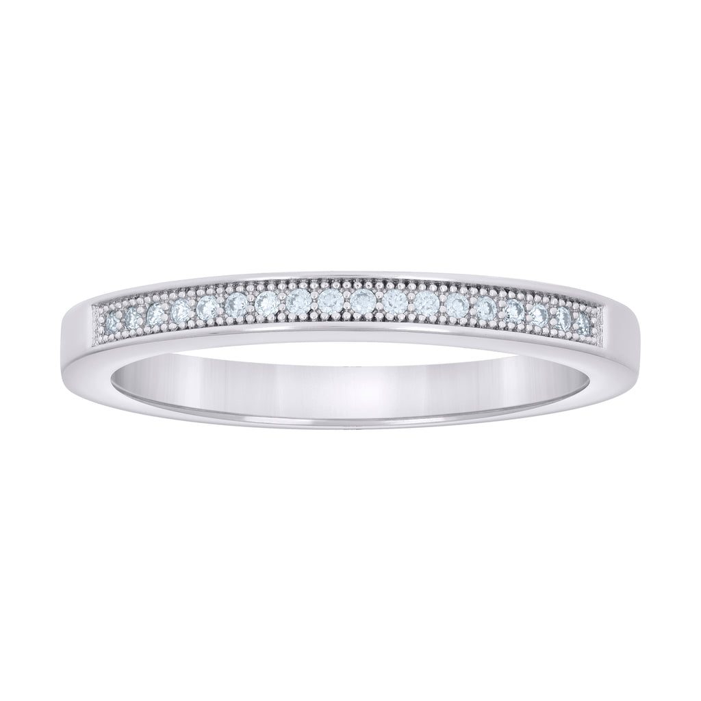 925 Sterling Silver Womens 0.13ct Moissanite Fashion Wedding Band Ring