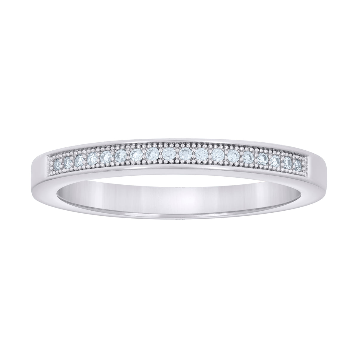 925 Sterling Silver Womens 0.13ct Moissanite Fashion Wedding Band Ring Size 6