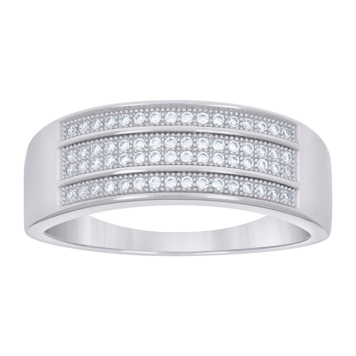925 Sterling Silver Mens 0.50ct Moissanite Fashion Wedding Band Ring Size 7
