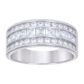 925 Sterling Silver Mens Baguette Round 1.52ct Moissanite Fashion Wedding Band Ring Size 8