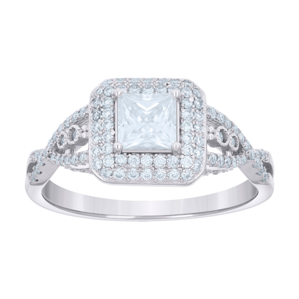 925 Sterling Silver Womens Princess-cut Round 1.31ct Moissanite Fashion Engagement Ring