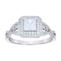 925 Sterling Silver Womens Princess-cut Round 1.31ct Moissanite Fashion Engagement Ring Size 6