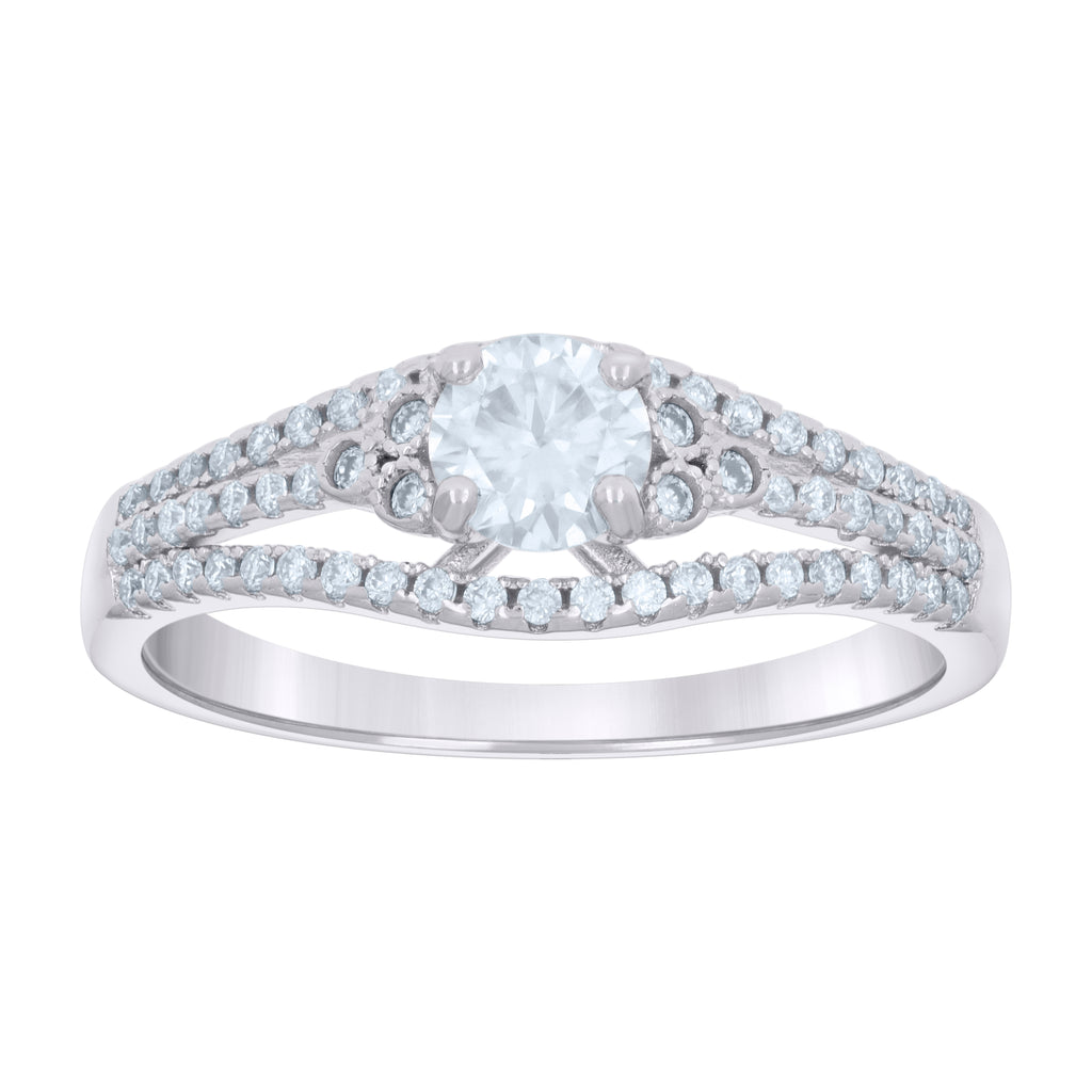925 Sterling Silver Womens 1.00ct Moissanite Fashion Engagement Ring Size 9