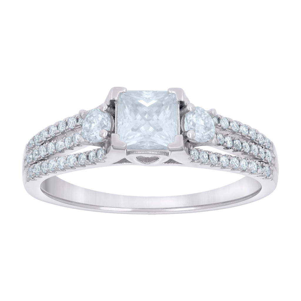 925 Sterling Silver Womens Princess-cut Round 1.12ct Moissanite Fashion Engagement Ring Size 8