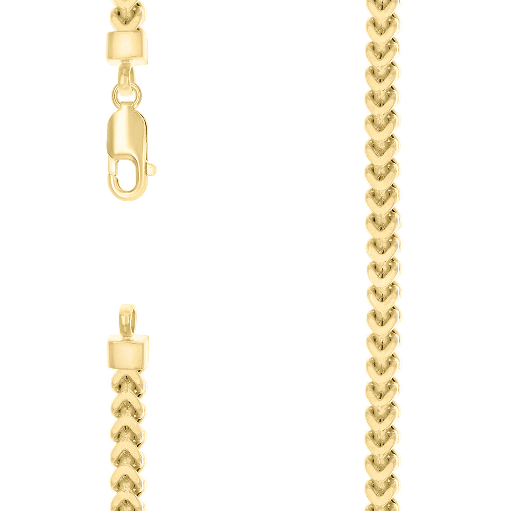 925 Silver Hollow Franco Chain Yellow 5.4mm-22