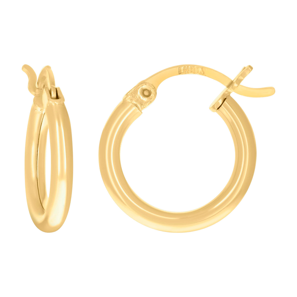 14K Gold 2mm-12 Plain Hoop Earrings