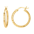 14K Gold D/C Hoop Earrings 2mm-18