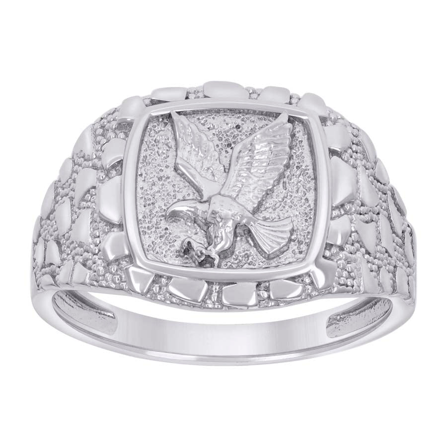 925 Sterling Silver Mens Nugget Eagle Bird Wildlife Ring Size 9