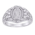 925 Sterling Silver Mens Nugget Guadalupe Religious Ring Size 10