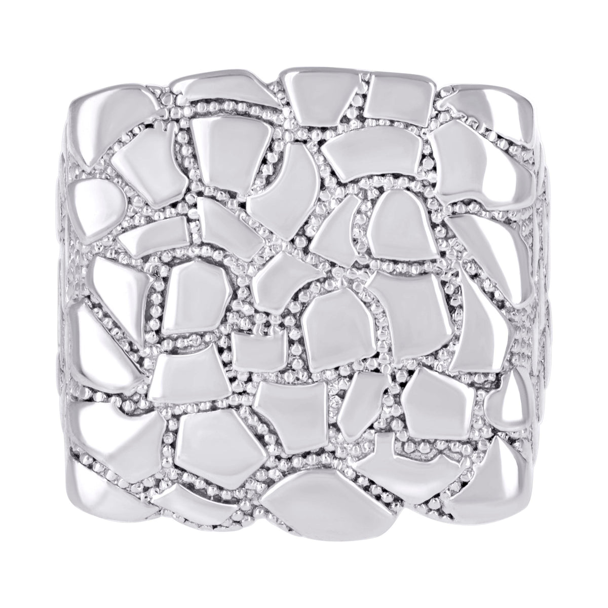 925 Sterling Silver Mens Nugget Square Head Fashion Ring Size 11
