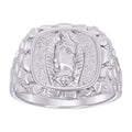 925 Sterling Silver Mens Nugget Guadalupe Religious Ring Size 9