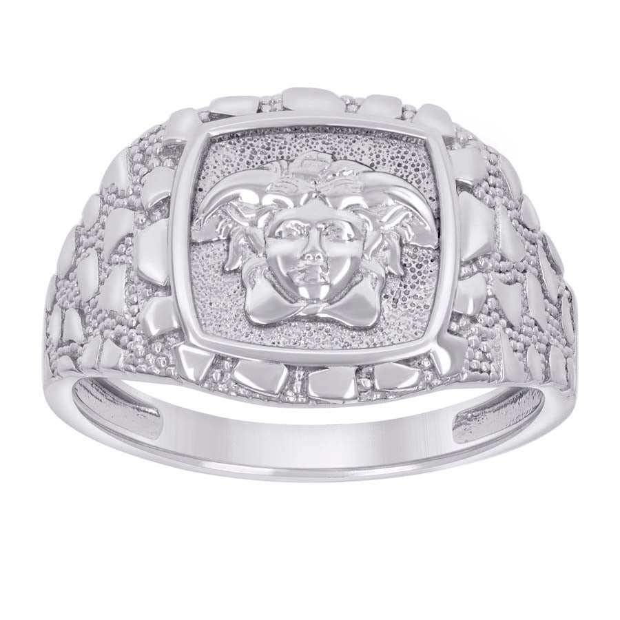 925 Sterling Silver Mens Nugget Medusa Egyptian Ring Size 10