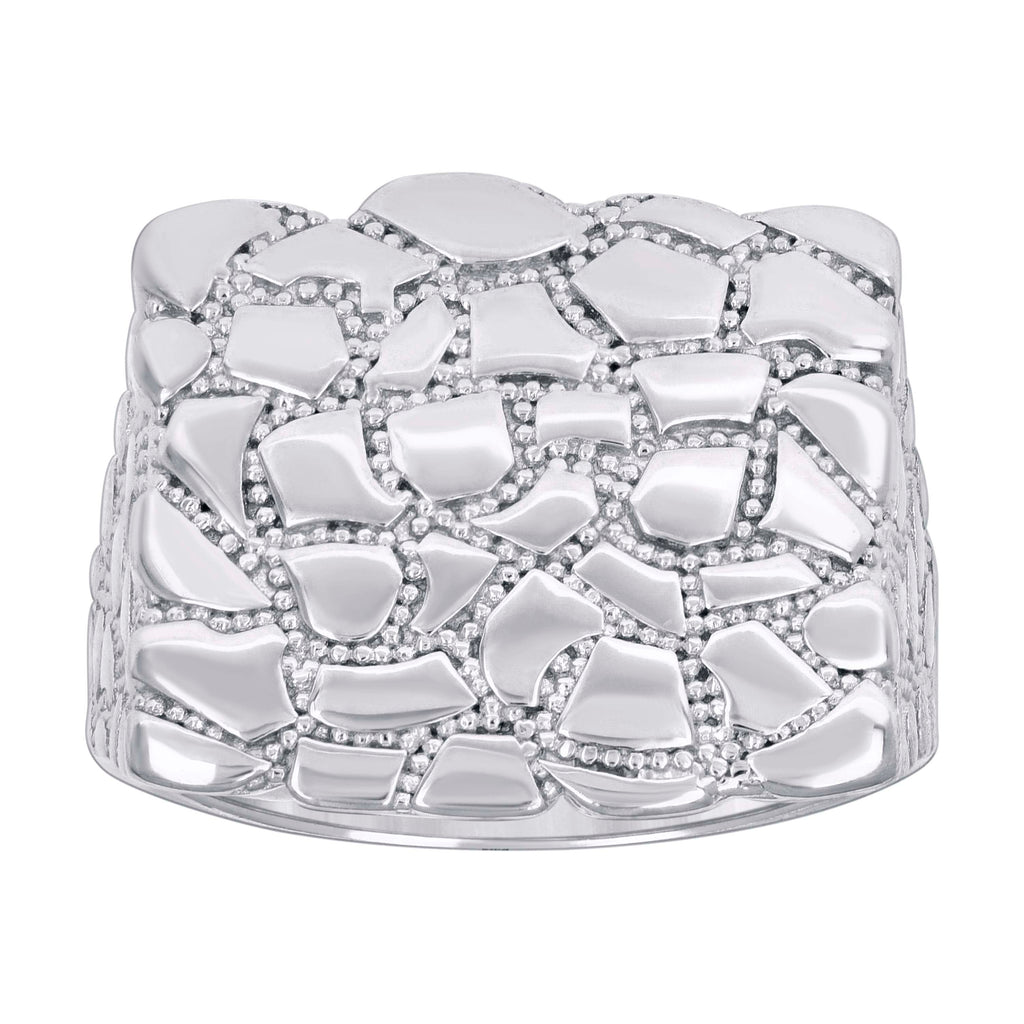 925 Sterling Silver Mens Nugget Square Head Fashion Ring Size 11