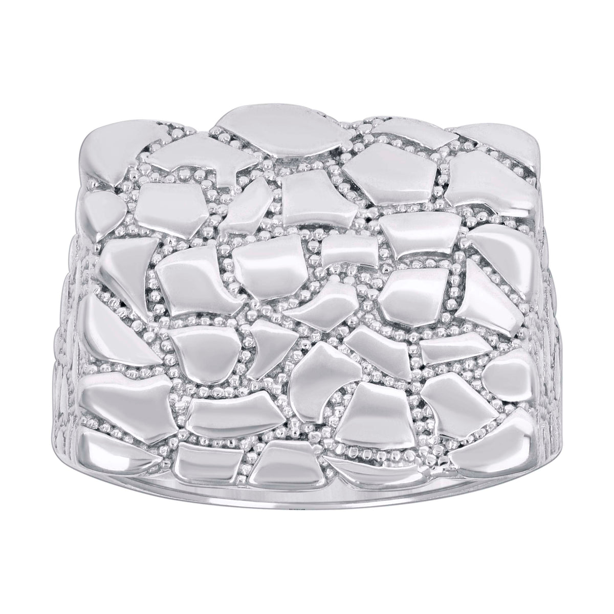 925 Sterling Silver Mens Nugget Square Head Fashion Ring Size 11