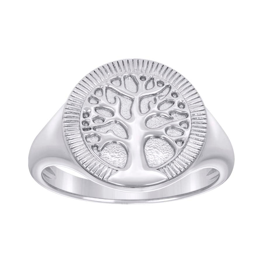 925 Sterling Silver Mens Tree Of Life Good Luck Ring