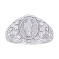 925 Sterling Silver Mens Nugget St. Jude Religious Ring Size 10