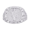 925 Sterling Silver Mens Nugget St. Jude Religious Ring Size 10