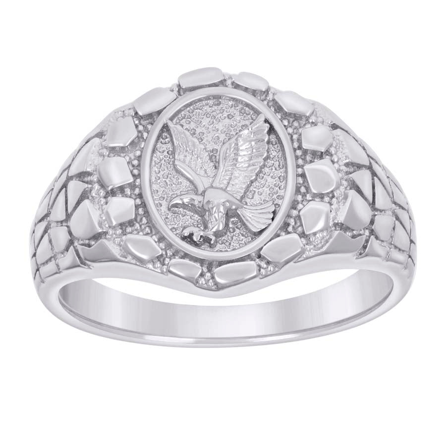 925 Sterling Silver Mens Nugget Eagle Bird Wildlife Ring Size 11