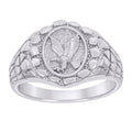 925 Sterling Silver Mens Nugget Eagle Bird Wildlife Ring