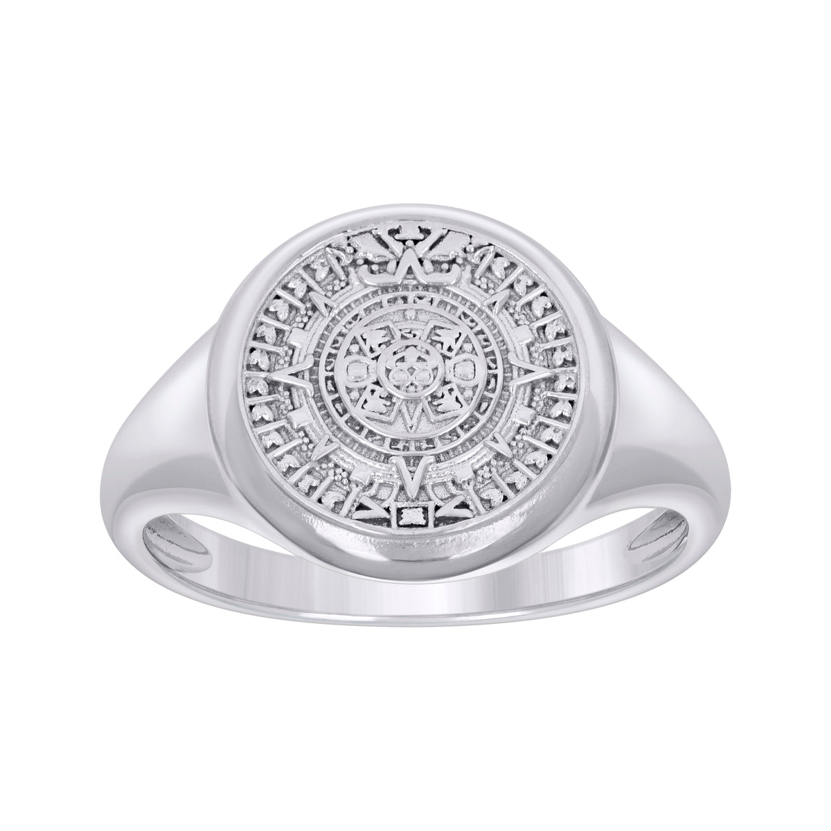 925 Sterling Silver Mens Aztec Calendar Fashion Ring Size 9