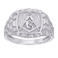 925 Sterling Silver Mens Nugget Masonic Symbol Ring Size 9