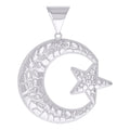 925 Sterling Silver Mens Moon Star Celestial Religious Charm Pendant