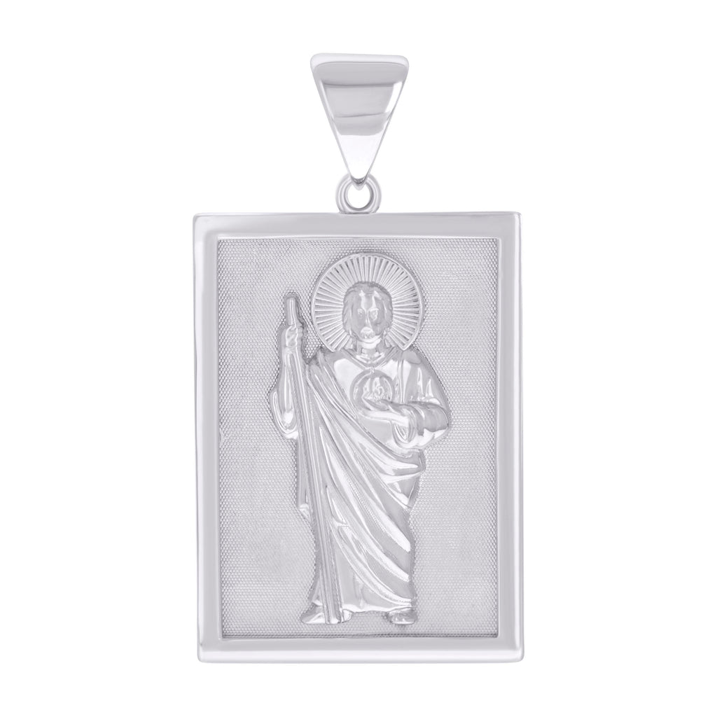 925 Sterling Silver Mens St. Jude Religious Charm Pendant