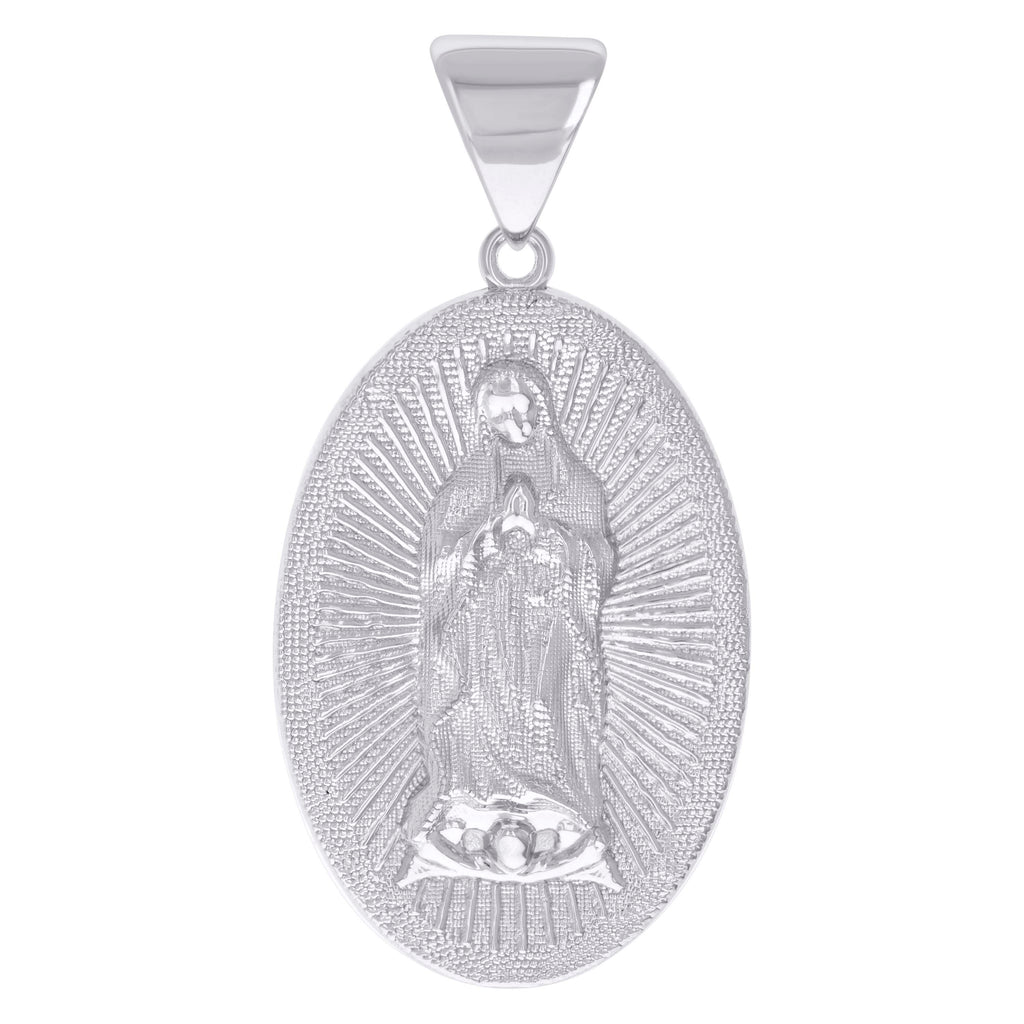 925 Sterling Silver Mens Guadalupe/Mother Marry Religious Charm Pendant
