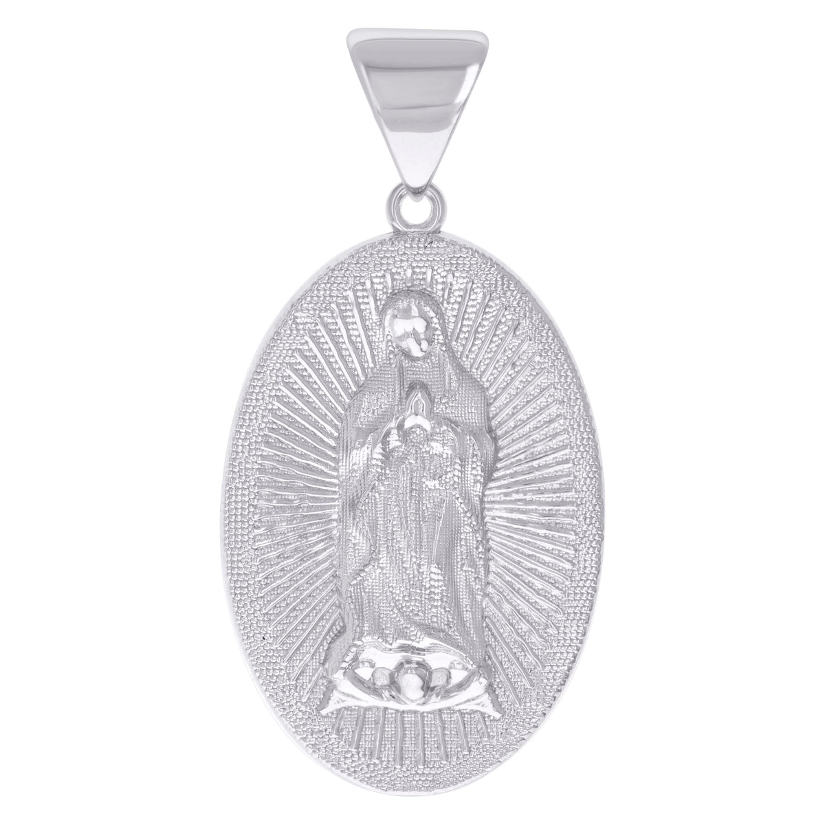 925 Sterling Silver Mens Guadalupe/Mother Marry Religious Charm Pendant