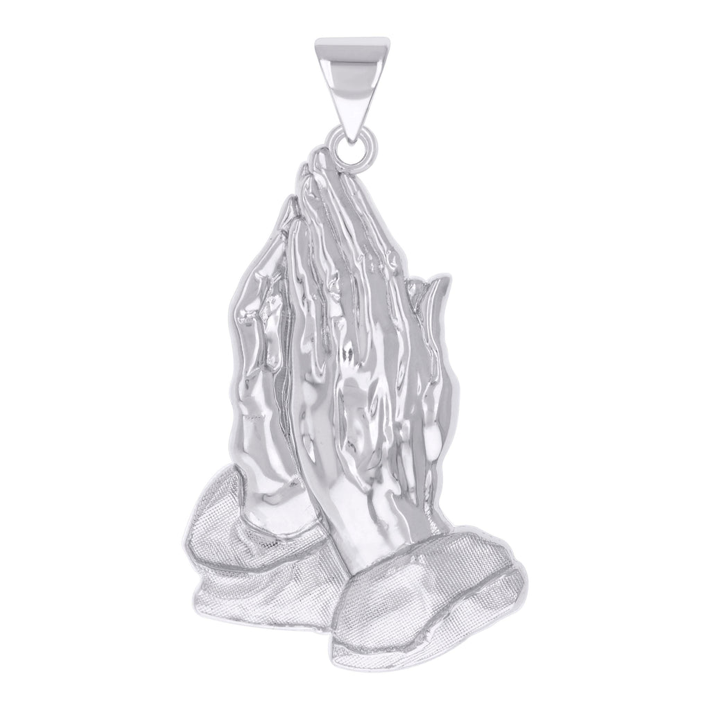 925 Sterling Silver Mens Praying Hands Symbol Religious Charm Pendant