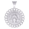 925 Sterling Silver Mens Leo/Lion Head Zodiac Sign/Wildlife Charm Pendant