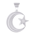 925 Sterling Silver Mens Moon Star Celestial Religious Charm Pendant