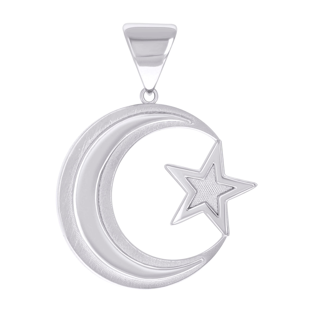 925 Sterling Silver Mens Moon Star Celestial Religious Charm Pendant