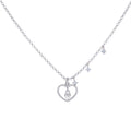 925 Sterling Silver Womens Cubic-Zirconia Love Heart Charm Necklace Size 16 Inches