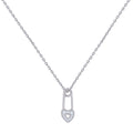 925 Sterling Silver Womens Cubic-Zirconia Heart Lock Charm Necklace Size 16 Inches