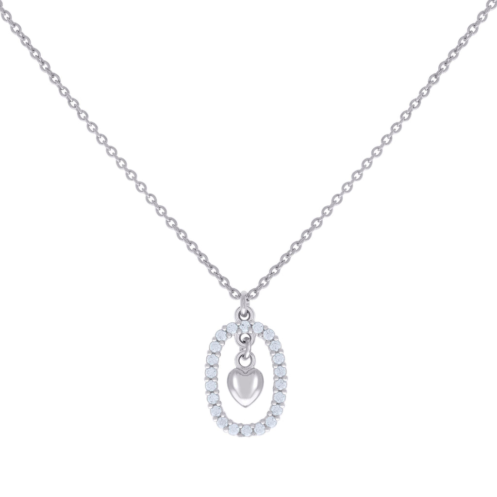 925 Sterling Silver Womens Cubic-Zirconia Heart Charm Necklace Size 16 Inches