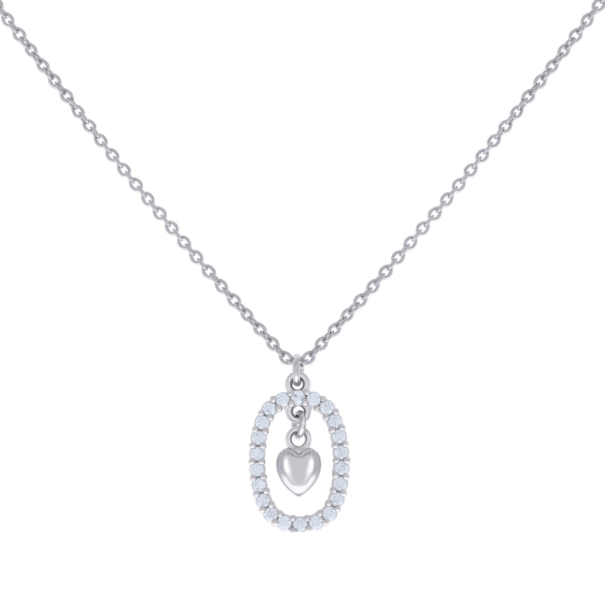 925 Sterling Silver Womens Cubic-Zirconia Heart Charm Necklace Size 16 Inches