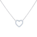 925 Sterling Silver Womens Cubic-Zirconia Love Heart Charm Necklace Size 16 Inches