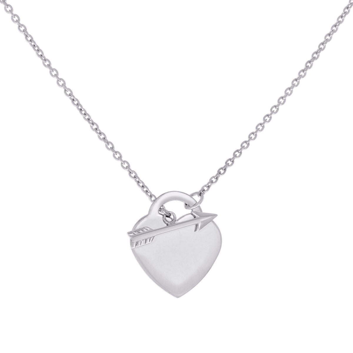 925 Sterling Silver Womens Cupid Heart Charm Necklace Size 16 Inches